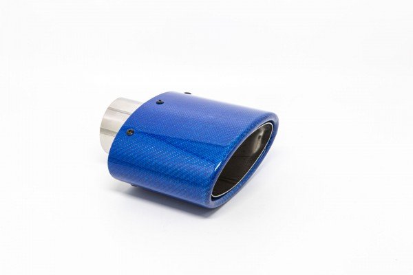 Cola de escape deportivo en look fibra de carbono azul